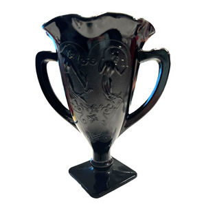 Vintage L.E. Smith Black Amethyst Dancing Nymphs Lover's Trophy Cup 7"